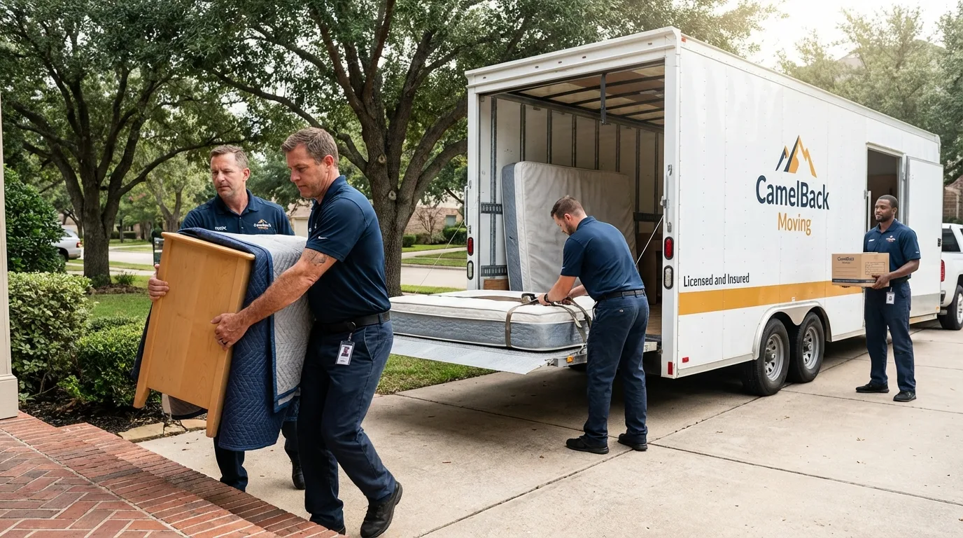Crew loading residential truck for cross-state move from Shelton, WA